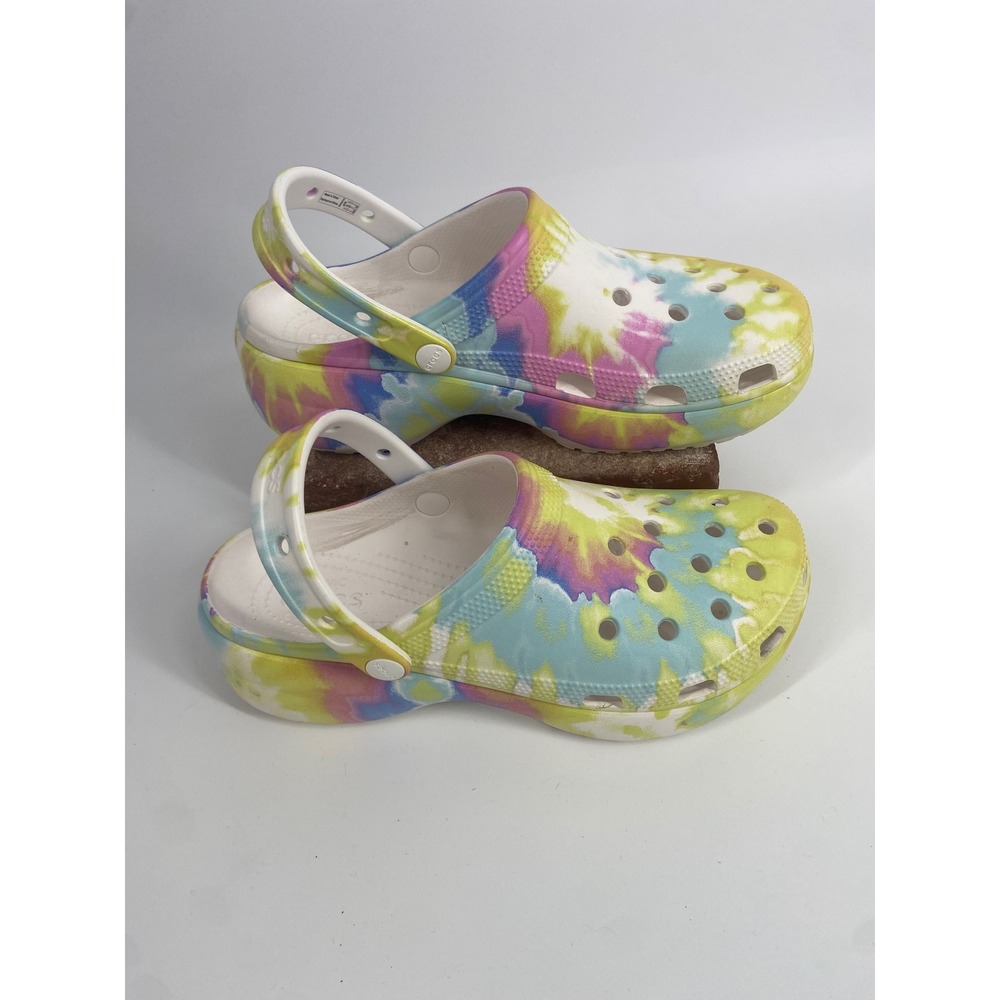 Women's Crocs Tie Dye Clogs Comfort Slip On Clog Comfortable, Breathable Size 10
